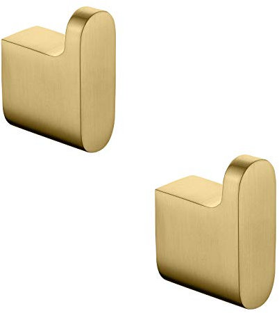 Kleiderhaken, Handtuchhaken Wandhaken 304 Edelstahl und Messing Mantelhaken, Garderobenhaken für Küche, Büro, Bad, Schraube Installation,Brushed Gold