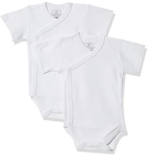 Schnizler Unisex baby 2-pack bodys kortärmad omlottbodys dubbelpack, 1 – vit, 50 cm