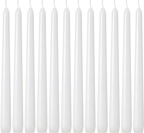 12 Pack White Taper Candles - Taper Candles 10 Inch Dripless, Smokeless & Unscented - 8 Hours Long Burning - Tall Candlesticks - Ideal for Weddings, Dinner Parties, Home Decor, Birthday Party