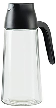KUCOCOSNEH Bouteille d'huile en verre pour cuisine - Anti-goutte - Noir - 640 ml