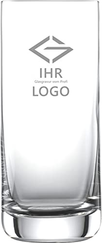 12x LOGO Longdrinkglas mit Ihrem Logo als Laser Gravur | 0,33l Schott Glas | Spülmaschinenfest durch Lasergravur| Gläser Trinkgläser mit Gravur
