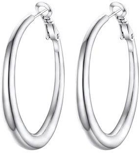 PROSTEEL Dam Creole Rostfritt stål 40 mm Jewel Örhänge Ring Hoop Örhängen
