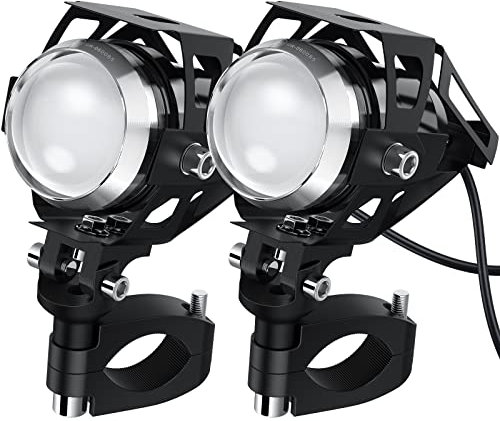 PROZOR 2pz Faretti LED Moto U5 15W 3000LM con Interruttore IP 65 Impermeabile Luci Anteriori Regolazione a 360°per Auto Bici Camion Barca