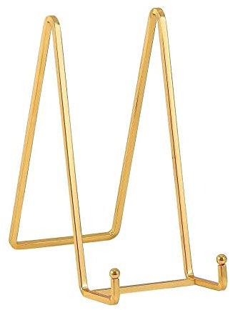 Chevalet Support Presentoir Porte Assiette - Or Metal Support Assiette Decorative - Support Cadre Photo de Table - Présentoir de Fer pour Plaque | Livre Cuisine | Carte Postale | CD | Art - 20,5 cm
