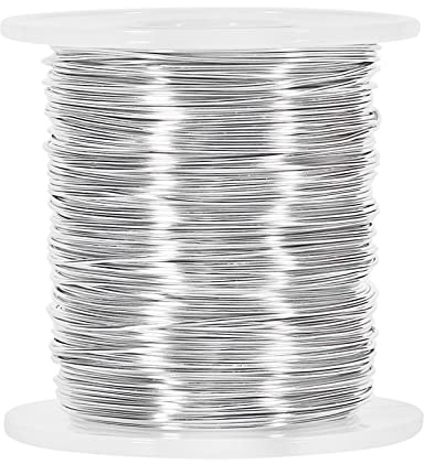 GINOYA Aluminium Wire, 20 Gauge, 328 ft with Spool, Silver, for Crafts | Flexible aluminium craft wire with spool for jewellery making, floristry, sculpture, modelling and DIY projects
