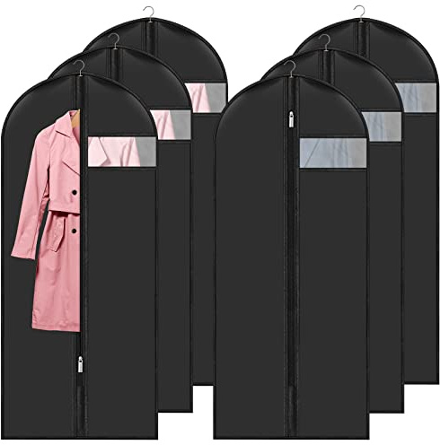 Fundas de Ropa a Prueba de Polvo, Bolsa de Ropa 60 x 140 CM Juego de 6 para Almacenamiento de Trajes con Cremallera, Bolsas de Polvo para Vestidos de Noche Impermeables y con Humedad para Camisas