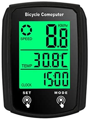 Fahrradcomputer mit LCD-Hintergrundbeleuchtung, Tacho, Geschwindigkeit, Kilometerzähler, Schwarz