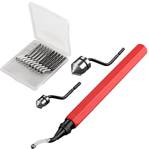 XUNTOP Entgrater Werkzeug Satz mit 11 Klingen und 2 Gekrümmter Senker, 360 ° Rotierender Klinge Schneidwerkzeug für 3D Drucker, Kunststoff, Metall, Edelstahl