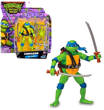 Tortues Ninja, Figurine articulée de 12 cm, avec Armes, Leonardo, Jouet pour Enfants dès 4 Ans, Giochi Preziosi, TU8055