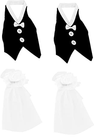 HEASOME 2 Paar/4 Stück Hochzeits-Weinflaschen-Set Braut-Set Brautdekorationen Hochzeits-Set Hochzeiten Flaschendeckel-Dekoration Hochzeitsornamente Braut-Flaschendeckel
