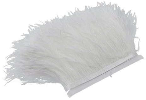 5–10 Meter natürliche Straußenfedern, 8–10 cm Federband für DIY Hochzeitskleid, Dekoration, Bastelzubehör, Großhandel, Weiß, 5 Meter