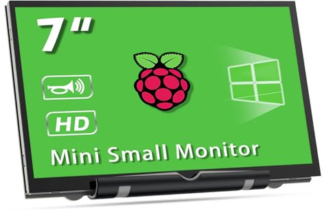 HAMTYSAN 7Inch Raspberry Pi Bildschirm HDMI Monitor 800x480 LCD Bildschirm Display mit Dual-Lautsprecher für Raspberry Pi 4/3/2/Zero/B/B+ Win11/10/8/7 (Non-Touch)