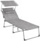 SONGMICS Lettino Prendisole Largo, Sedia a Sdraio Pieghevole, 71 x 200 x 38 cm, Max Portata 150 kg, con Poggiatesta Parasole e Schienale Reclinabile, per Terrazzo Piscina Giardino, Beige GCB022G01