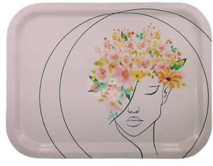 Platex - Plateau de Service Dame en Rose de 37 x 28 Cm Stratifié - Fabrication Française - Plateau Design Rectangulaire Décoratif pour La Table et Repas - Plateaux Élégants -Idéale pour l’Aperitif