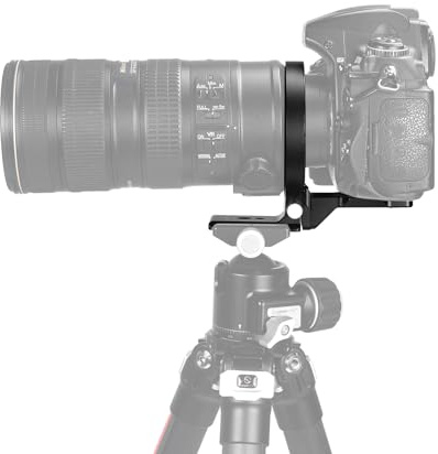 SUNWAYFOTO LS-80,80mm Universal Rotating Collar for DLSR Cameras, Tripod Mount Ring Lens Support Collar Arca Swiss Plate Mount DSLR Horizontal Vertical Switching