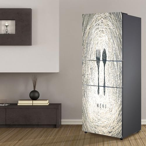 Fridge Wraps Kitchen Fridge Stickers Cover Full Doors, Fridge Sticker Full Covering Door Fridge Covers Skins wall Stickers for Kitchen Decal, Art menu Fork and Spoon