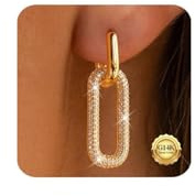 Kenivira Gold Oval Huggie Hoop Earrings - Hypoallergenic Chunky Chain Link Design