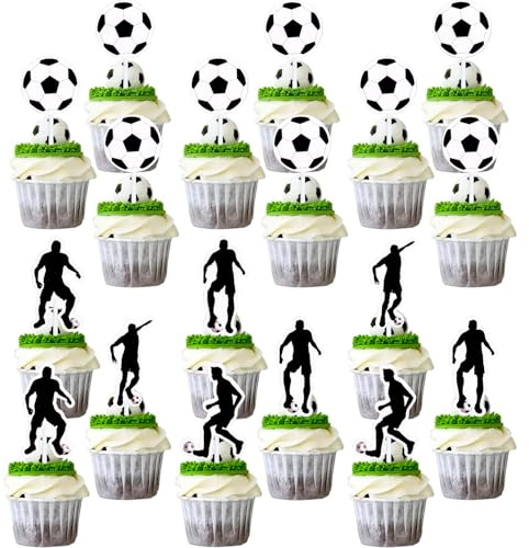 TYFYH 36 Stycken Cupcake-Toppar, Muffins Dekoration och Tårta Toppare för Fotboll Sport Fest, Barnens Födelsedag