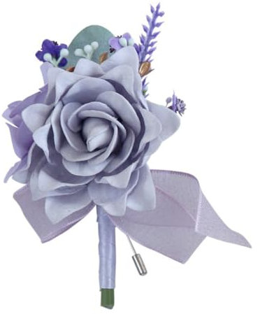 Whakano Künstliche Rose Blume Hochzeit Boutonniere,Elegante Ansteckblume Dekor,Prom Corsage,Hochzeitsanstecker für Braut Brautjungfer Gäste Herren Damen Party,Hochzeit Zubehör,Lila