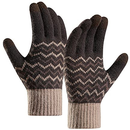 Generisch Herrenhandschuhe mit, kältebeständig, warme Handschuhe mit Fingersieb-Strickhandschuhen Damen Schmuck Set (Coffee, One Size)