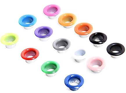 DIYEAH 100pcs 6mm Self-Backing Metal Grommets Eyelet Punch Canvas Eyelet Kit Mixed Colors for Sewing Crafts Home Use Tags Curtains DIY Projects