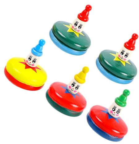 JOINPAYA 5stücke Holz Kreiselspielzeug Cartoon Figur Gyro Spielzeug Interaktive Junge Mädchen Gyro Spielzeug Junge Mädchen Holzkreiselspielzeug Kreiselspielzeug Für