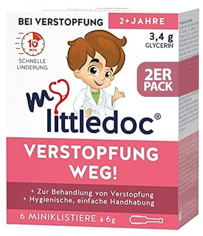 mylittledoc Verstopfung Weg! Glycerin Miniklistiere 2 x 6 Stück - Einmal Medizinprodukt auf Glycerinbasis - rektale Anwendung - Behandlung von Verstopfung - hygienisch - einfach - schnelle Linderung
