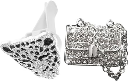 SWOOMEY 2stücke Auto-lüftungsdüsenclips Mit Strass Für Klimaanlage Lüftungsauslass-ornamente Leopardenkopf-design Handtaschen-stil