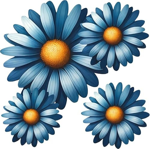 Adesivo da parete in vinile con margherite blu, 9 pezzi, motivo floreale, multiuso, ideale per la riparazione dei danni, grafica da parete floreale, resistente alle intemperie, rimovibile e vibrante