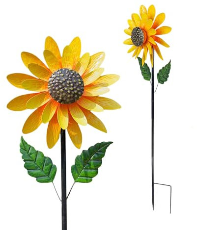 Molinillo Viento Metal Girasoles, Viento Metal Cinético Doble Dirección Girasol Molinillos Rehiletes De Viento para Jardin La JardíN DecoracióN del Patio