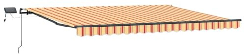 vidaXL Auvent Rétractable Jaune et Orange 400 ×300 cm Tissu, Auvent rectangulaire rétractable Moderne, Ombre extérieure pour Jardin et terrasse, Protection Solaire Flexible