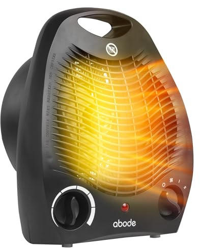 Abode Electric Fan Heater 2000W with 2 Heat Settings, Overheat Protection & Safety Tip Over Switch, Adjustable Thermosat & Cooling Only Setting, Portable & Lightweight Black AFH1002B