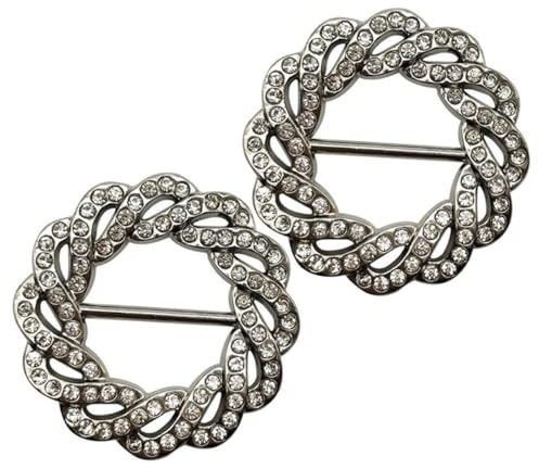 OHPHCALL 2 Stück Strassverzierte Runde Schalringe aus Glattem Material Seidenweiche Taillenschnallen Vielseitige Halstuch clips für Damen Eleganter Schalverschluss für Modische Outfits