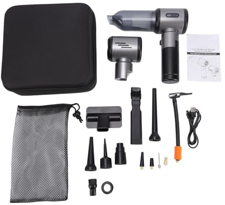 Mulcort Aspirateur de Voiture sans Fil Multifonctionnel 4 en 1 avec Une Puissante Aspiration de 16 000 Pa, Un Gonfleur Pneus 150 PSI, Une Batterie Rechargeable 6 000 mAh