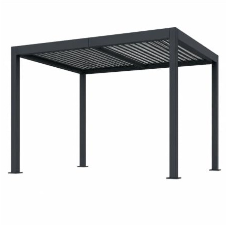 Viron Pergola Bioclimatica Da Giardino 3x4 Metri In Alluminio Antracite Opaco Con Lamelle Orientabili