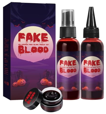 Konstblodsspray 160 ml kuslig tvättbar spray spray party tillbehör | Konstblod för halloween makeup för ansikte, kropp, kläder, cosplay, läskig clown, utklädnad, teatermakeup
