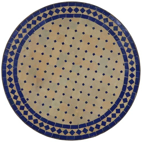 Casa Moro Gartentisch Rund 100cm – Mosaiktisch Terrassentisch Balkontisch Fliesentisch | Tisch Esstisch Marokko