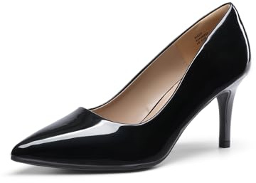 DREAM PAIRS Mujer KUCCI Zapatos de Tacón Alto con Punta de Moda Clásica,38 EU,Negro Charol