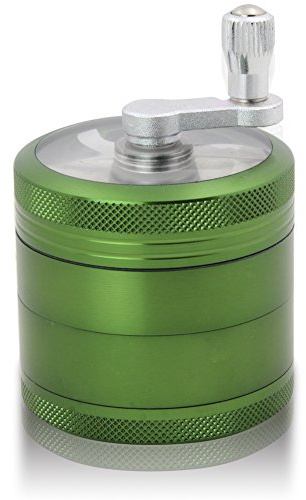 Dcou Premium Hand Crank Grinder 2.2 Inches 4 Piece with Pollen Catcher Durable Aluminium Spice Grinder for Kitchen (Green)