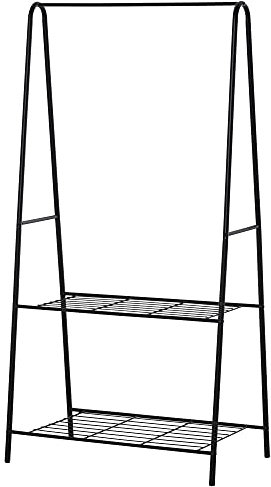 HOMCOM Metal Clothes Rack Coat Garment Hanger Hallway Organiser Hanging Rail Stand 2-tier Shoe Shelving A Shaped 77L x 45W x 153H cm Black