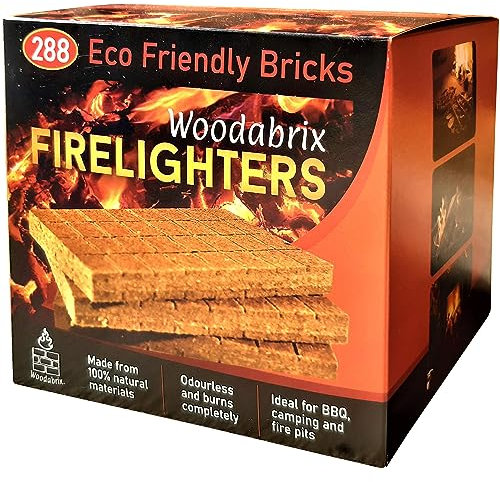 Woodabrix Encendedores ecológicos Fabricados con Madera Natural. 288 encendedores sustentables, Ideales para estufas de leña, fogones, hornos de Pizza, Parrillas. No se Requiere leña. Se Ilumina Incl