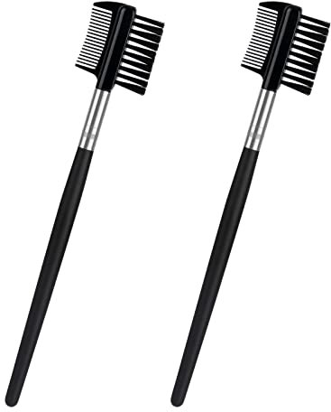 Gobesty Pettini per ciglia e sopracciglia, 2 pezzi Sopracciglio Pennello per ciglia Supporto in legno per donne Trucco Strumento cosmetico Nero