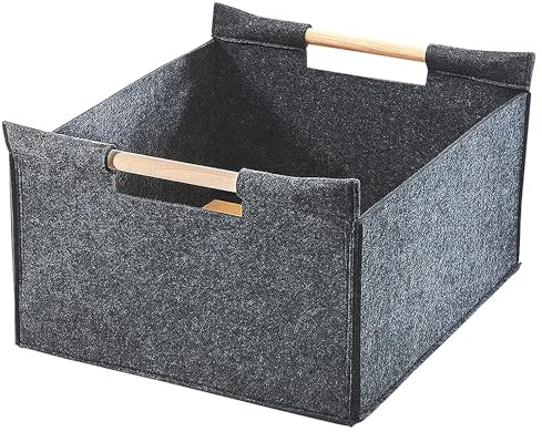 Kobolo Filzkorb Holzkorb für Kaminholz Allzweckkorb - Filz - dunkelgrau - 51x41x26 cm