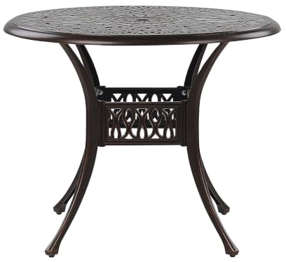 Vintage Trädgård Utomhus Trädgårdsbord Brun Aluminium Runt ø 90 cm Ancona
