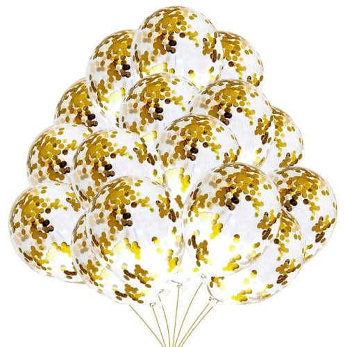 40 Luftballons Gold Konfetti Helium Glitter Pailletten Latex Ballons für Deko Party Feier Dekoration für Geburtstag, Geburtstagsdeko und Neujahr
