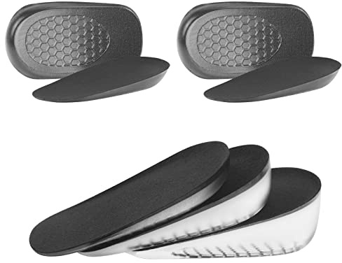 URAQT Gel Height Increase Insole, 2 Pairs Invisible Heel Lift Inserts, Elastic Shock Absorption Heel Cushion Pads Half Increased Heel Shoe Lifts, Elevator Shoe Insoles for Men and Women