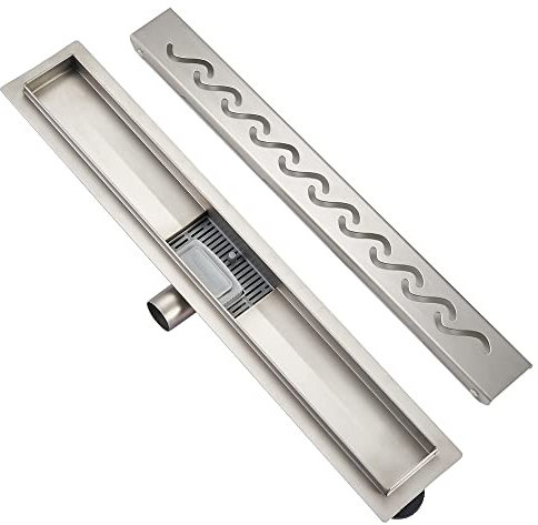 Plumbsys Canaleta de Ducha acero inoxidable 70cm,S type Canal de Drenaje，de Sifón con dispositivo desodorante y filtro de pelo, Canal de Drenaje de conjunto completo