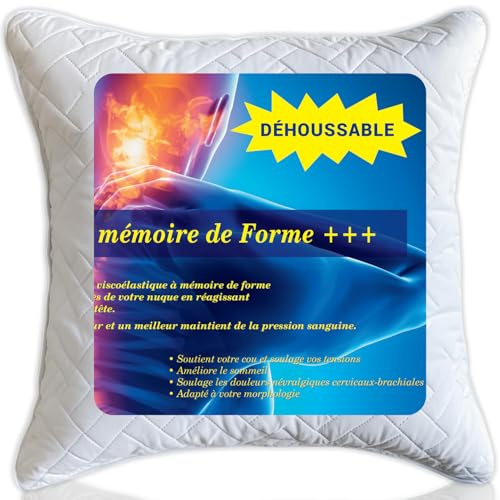 Confort-dream Nackenkissen Memory Foam +++ 60x60x15cm Abnehmbarem | Abnehmbares Memory Foam, Festes Kissen, Lindert Nackenschmerzen, 100% Viskoelastisch, Gestepptes Kopfkissen