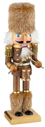 Fizporium® Charming Brown Christmas Nutcracker Decoration Super Soft Beard Soldier Ornament Wooden Figures Xmas Decor christmas ornaments 25cm.
