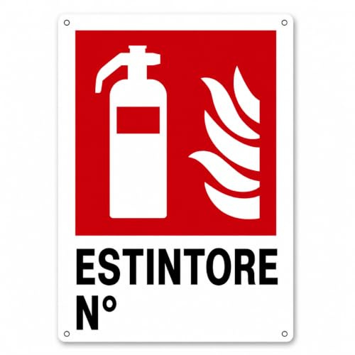 Nitek Cartel extintor de PVC de 30 cm x 20 cm – Señal autoadhesiva| Sign,Schild | Señalización de seguridad impermeables lavables, escuelas, talleres, centros comerciales, edificios